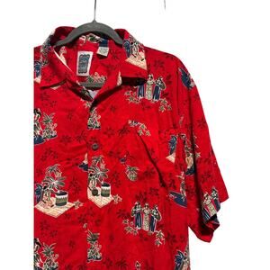 Ocean Current Hawaiian Shirt Men's Large Red Short Sleeve Button Down